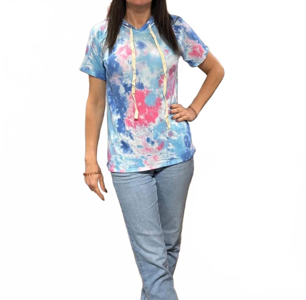 NEW BIBI tie dye hooded top in multi
